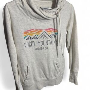 Artisans Rocky Mountains Colorado Cowl Neck Hoodie Sweatshirt Women's MD